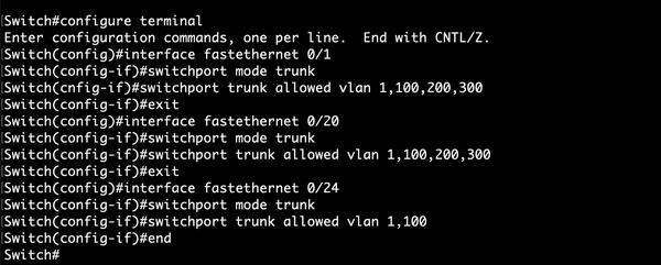 Configurando trunk